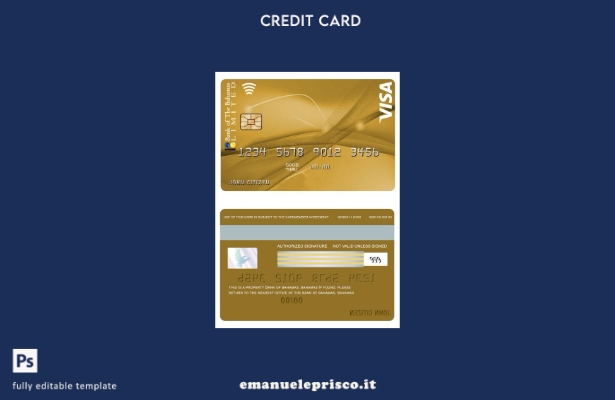 stile verificato Carta VISA Gold della Bahamas Bank of Bahamas con modello BOB M
